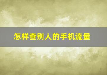 怎样查别人的手机流量