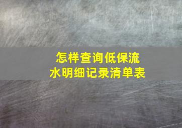 怎样查询低保流水明细记录清单表