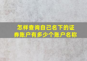 怎样查询自己名下的证券账户有多少个账户名称