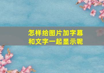 怎样给图片加字幕和文字一起显示呢