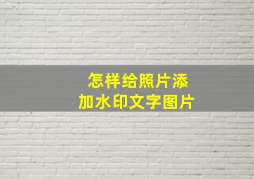 怎样给照片添加水印文字图片