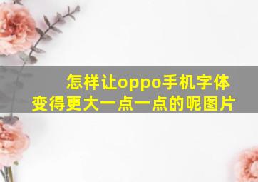 怎样让oppo手机字体变得更大一点一点的呢图片