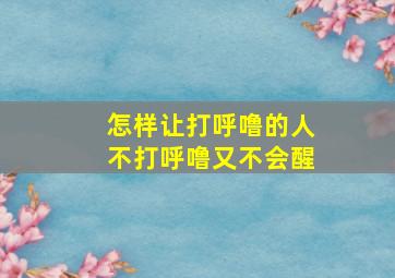 怎样让打呼噜的人不打呼噜又不会醒