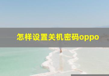 怎样设置关机密码oppo