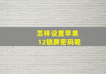 怎样设置苹果12锁屏密码呢