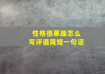 性格很暴躁怎么写评语简短一句话