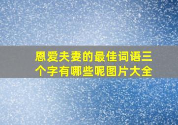 恩爱夫妻的最佳词语三个字有哪些呢图片大全