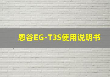 恩谷EG-T3S使用说明书