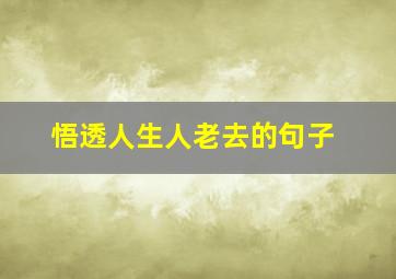 悟透人生人老去的句子