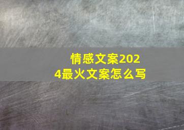 情感文案2024最火文案怎么写