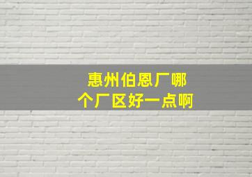 惠州伯恩厂哪个厂区好一点啊