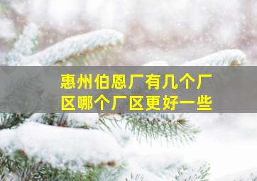 惠州伯恩厂有几个厂区哪个厂区更好一些