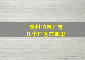 惠州伯恩厂有几个厂区在哪里