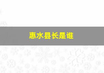 惠水县长是谁