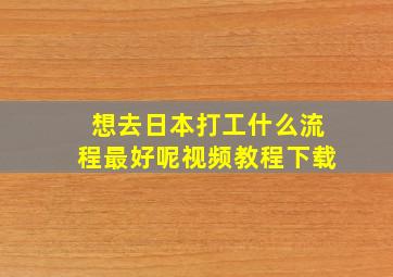 想去日本打工什么流程最好呢视频教程下载