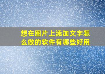 想在图片上添加文字怎么做的软件有哪些好用