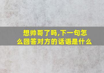 想帅哥了吗,下一句怎么回答对方的话语是什么