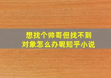 想找个帅哥但找不到对象怎么办呢知乎小说