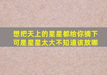 想把天上的星星都给你摘下可是星星太大不知道该放哪