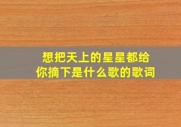 想把天上的星星都给你摘下是什么歌的歌词