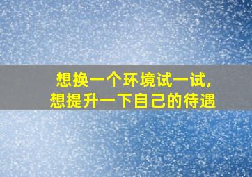 想换一个环境试一试,想提升一下自己的待遇