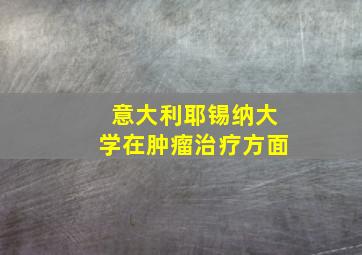 意大利耶锡纳大学在肿瘤治疗方面