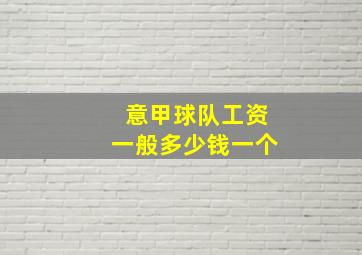 意甲球队工资一般多少钱一个