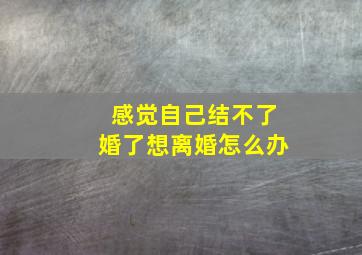 感觉自己结不了婚了想离婚怎么办