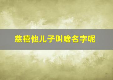 慈禧他儿子叫啥名字呢