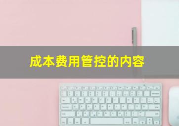 成本费用管控的内容