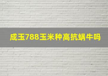 成玉788玉米种高抗蜗牛吗