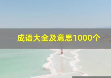 成语大全及意思1000个