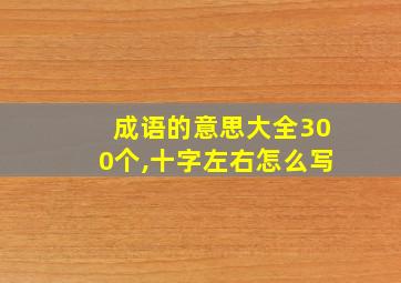 成语的意思大全300个,十字左右怎么写