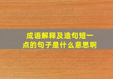 成语解释及造句短一点的句子是什么意思啊