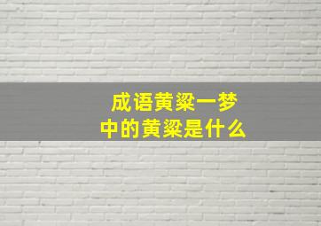 成语黄粱一梦中的黄粱是什么