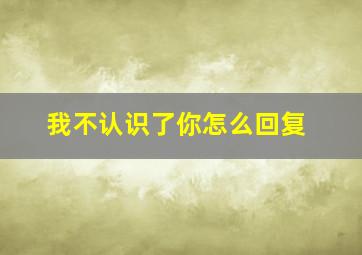 我不认识了你怎么回复