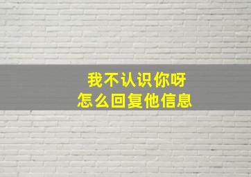 我不认识你呀怎么回复他信息