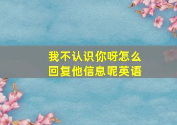 我不认识你呀怎么回复他信息呢英语