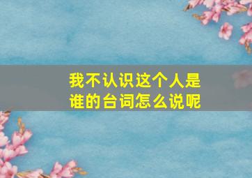 我不认识这个人是谁的台词怎么说呢