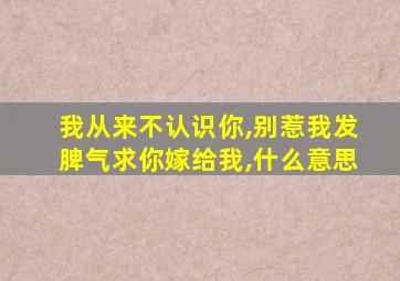 我从来不认识你,别惹我发脾气求你嫁给我,什么意思