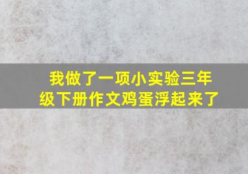 我做了一项小实验三年级下册作文鸡蛋浮起来了