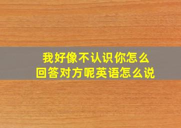 我好像不认识你怎么回答对方呢英语怎么说