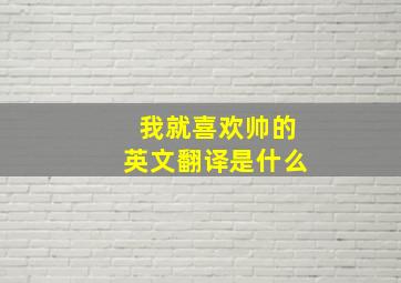 我就喜欢帅的英文翻译是什么