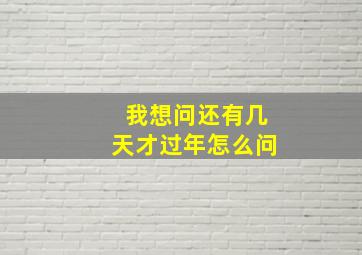 我想问还有几天才过年怎么问