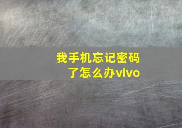 我手机忘记密码了怎么办vivo