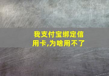 我支付宝绑定信用卡,为啥用不了