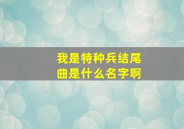 我是特种兵结尾曲是什么名字啊