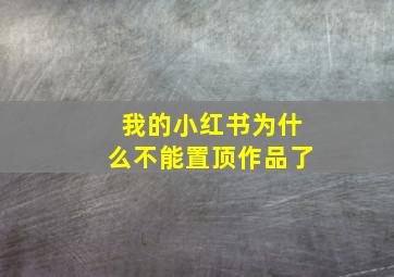 我的小红书为什么不能置顶作品了