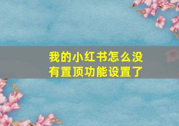 我的小红书怎么没有置顶功能设置了