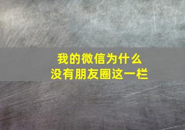 我的微信为什么没有朋友圈这一栏